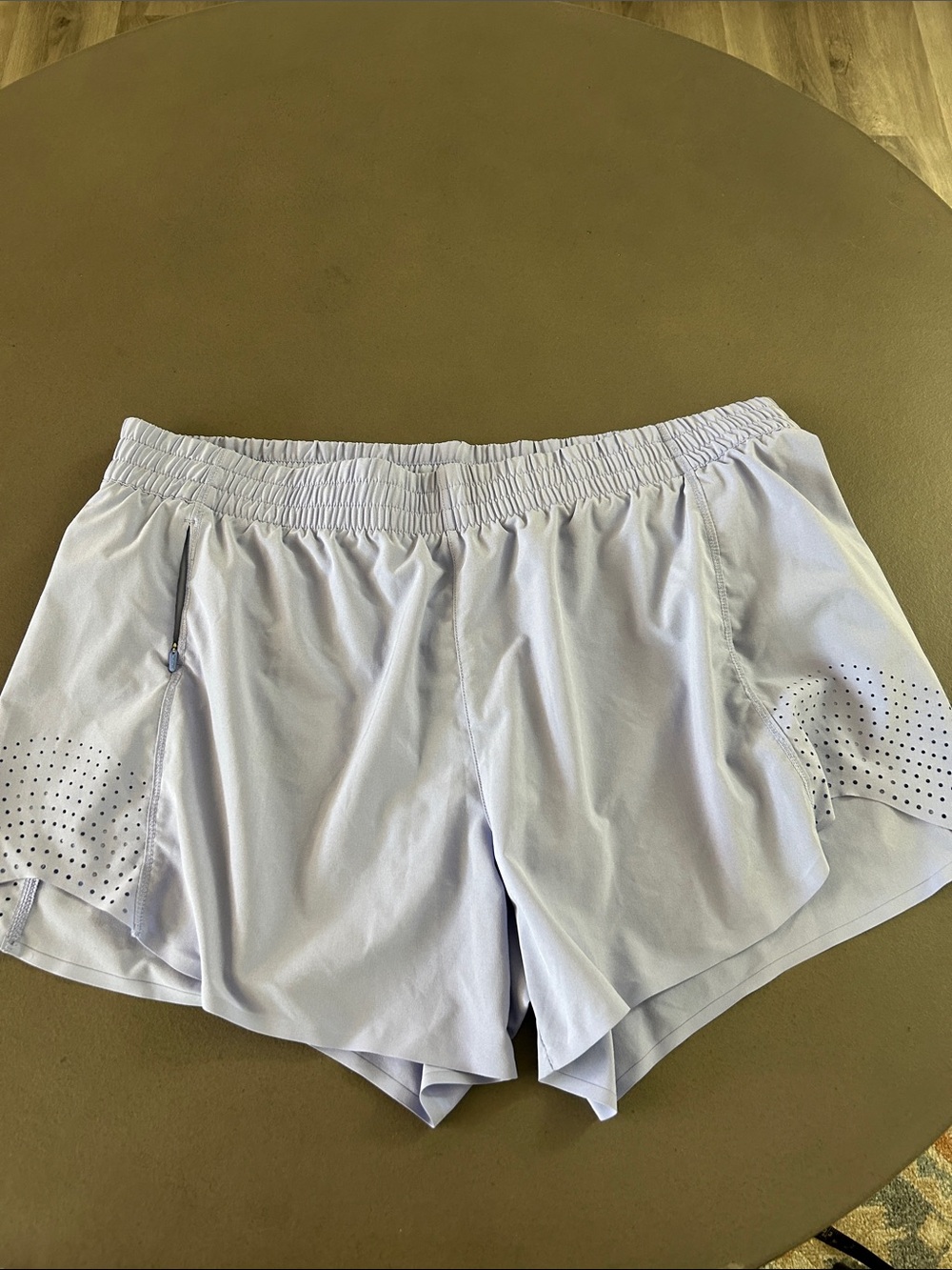 Athleta Light Blue Perforated Side Athletic Shorts size XL
